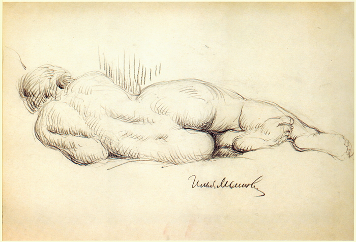 Натурщица, лежащая спиной, c.1910 - Илья Машков