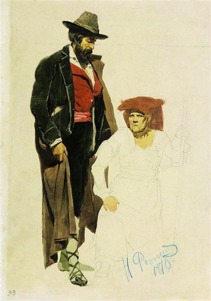 Итальянские натурщики, 1870 - Илья Репин