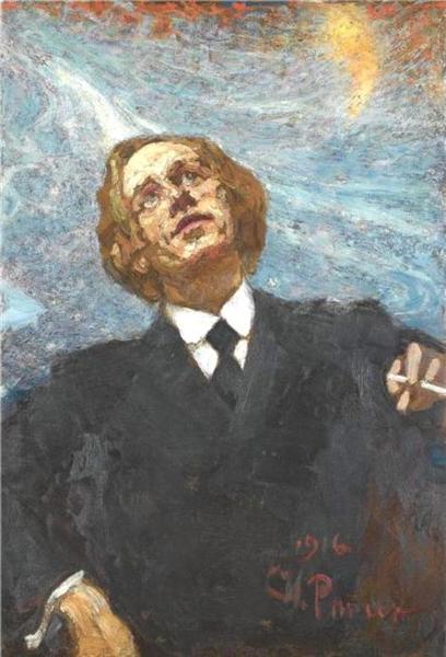 Poet-futurist (portrait of Vladimir  Vladimirovich Mayakovsky), 1916 - Ilia Répine