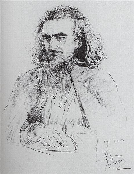 Портрет Владимира Сергеевича Соловьева, 1891 - Илья Репин