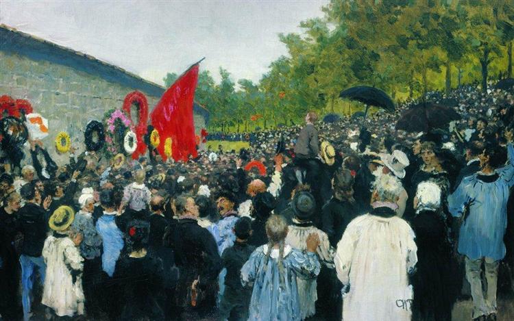 The Annual Memorial Meeting Near the Wall of the Communards in the Cemetery of Père Lachaise in Paris, 1883 - Илья Репин
