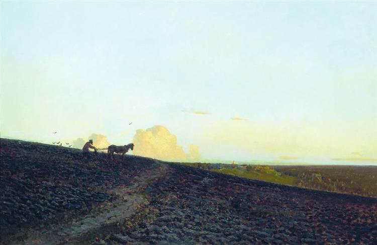 Evening in the field, 1883 - 艾萨克·伊里奇·列维坦
