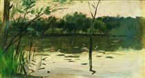 Landscape with pink sunset - Isaac Levitan