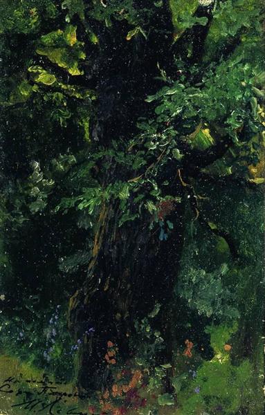 Oak trunk in early summer - 艾萨克·伊里奇·列维坦