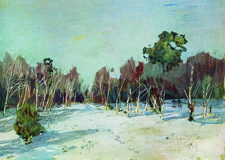 Snowbound garden., c.1885 - Isaak Iljitsch Lewitan