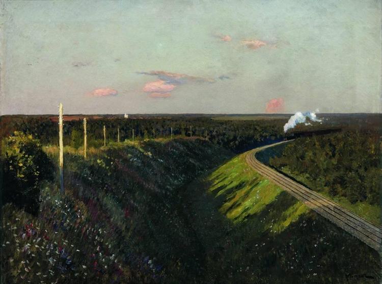 Train on the way, c.1895 - 艾萨克·伊里奇·列维坦