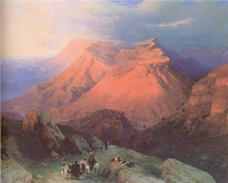 Горный кишлак Гуниб в Дагестане. Вид с восточной стороны, 1869 - Иван Айвазовский