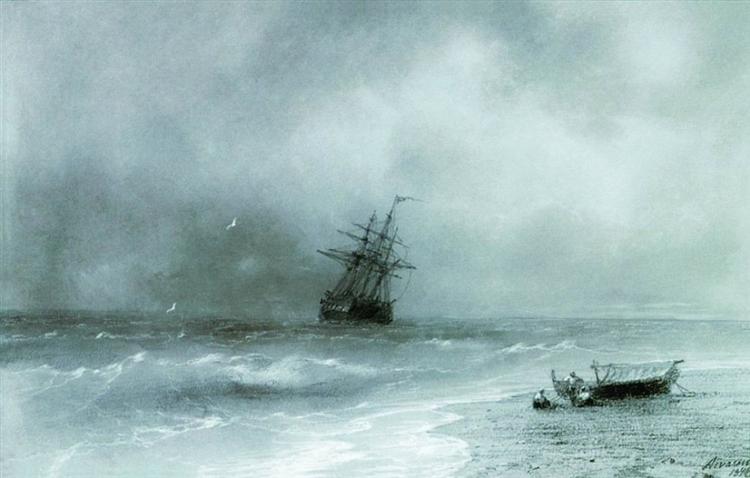 Mar agitado, 1844 - Ivan Konstantinovich Aivazovskii