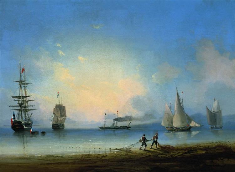 Русский и французские фрегаты, 1858 - Иван Айвазовский