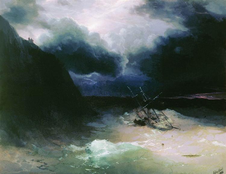 Sailing in a storm, 1881 - Iván Aivazovski