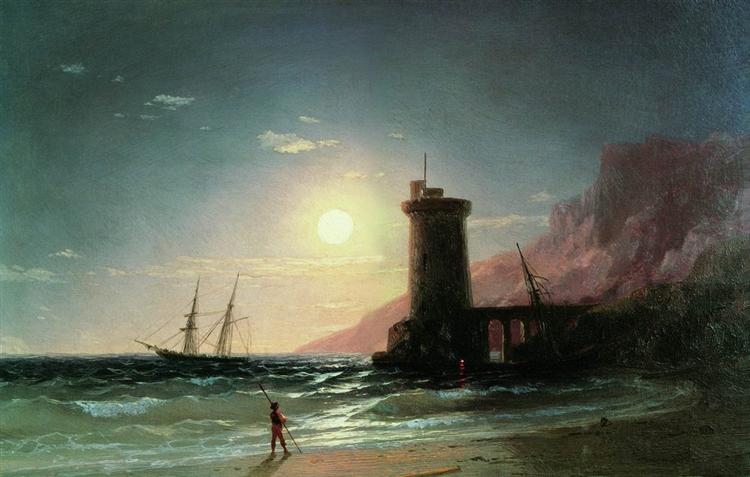 Seascape with Moon, 1849 - Iwan Konstantinowitsch Aiwasowski