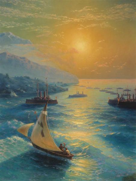 Корабли на Феодосийском рейде, 1897 - Иван Айвазовский