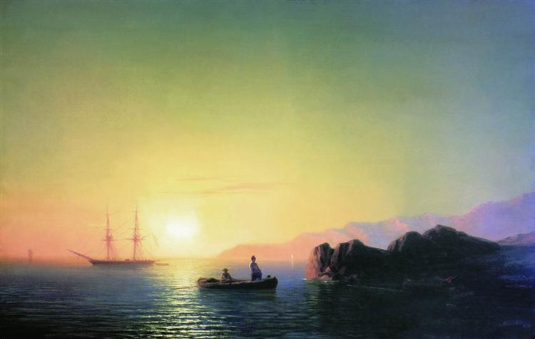 Sunset at the Crimean coast, 1856 - Iwan Konstantinowitsch Aiwasowski