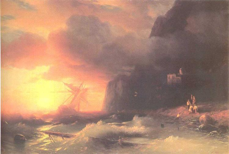 The Shipwreck near mountain of Aphon, 1856 - Iván Aivazovski
