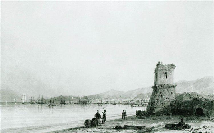 The tower of Genoa, 1845 - Ivan Konstantinovich Aivazovskii