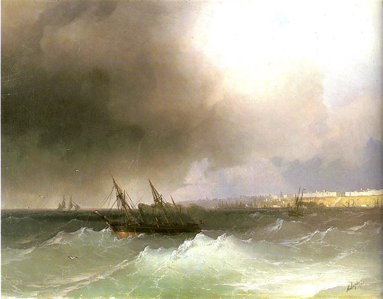 View of Odessa from the sea, 1865 - Ivan Konstantinovich Aivazovskii