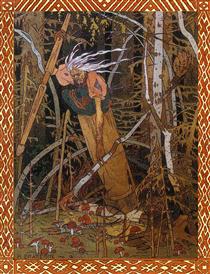Baba Yaga. Illustration for the fairy tale "Vasilisa the Beautiful" - Iwan Jakowlewitsch Bilibin