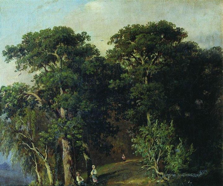 Vista da Floresta com Pessoas, 1880 - Ivan Shishkin