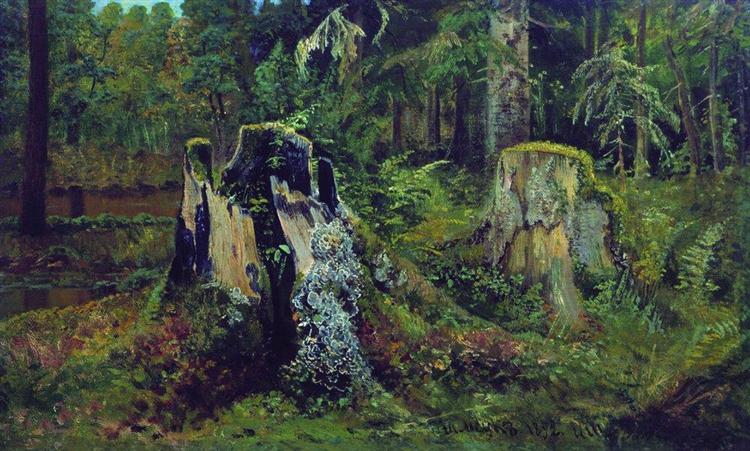 Landscape with stump, 1892 - Iván Shishkin