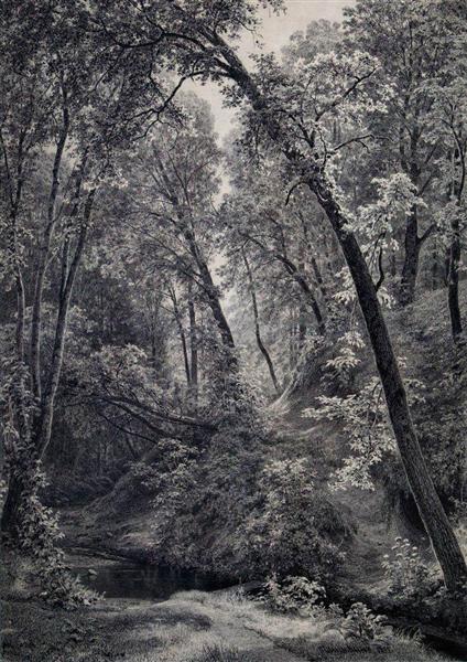 On a stream, 1895 - Іван Шишкін