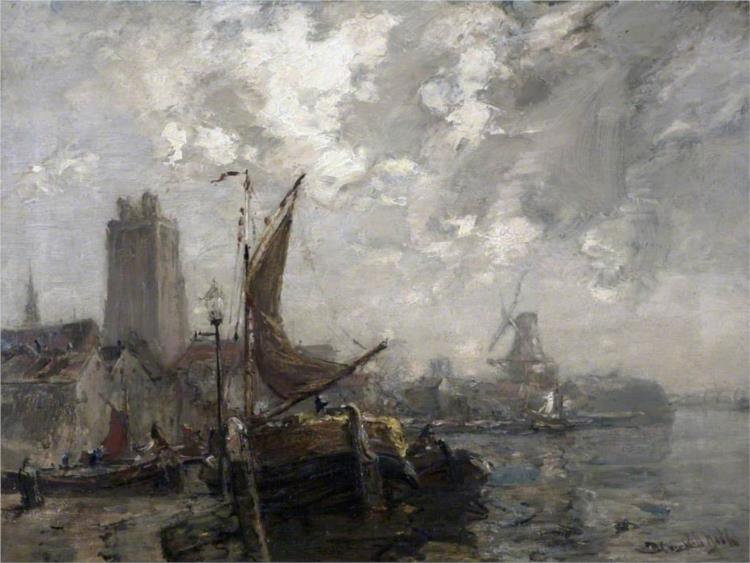 The Old Wharf, Dordrecht, Holland, 1880 - Джеймс Кемпбел Нобл