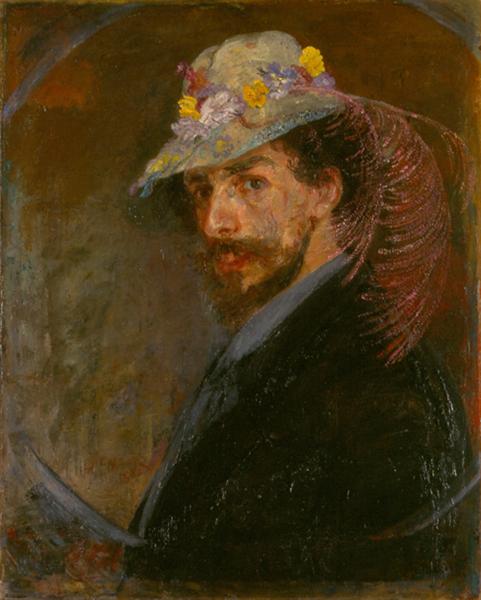 Self-Portrait with Flowered Hat, 1883 - Джеймс Енсор