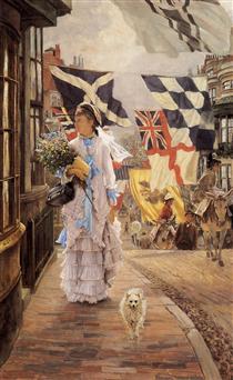A Fete Day at Brighton (Naval flags of various European nations seen In background) - James Tissot