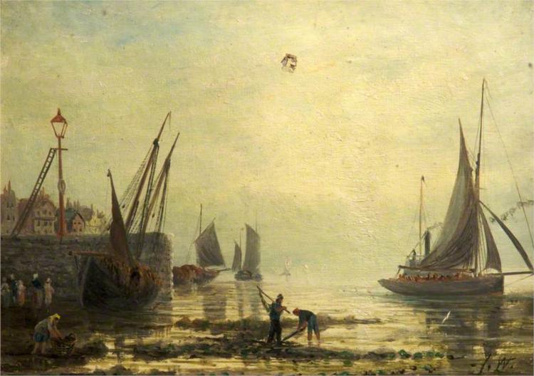 A Seascape with Yachts from a Harbour - James Webb