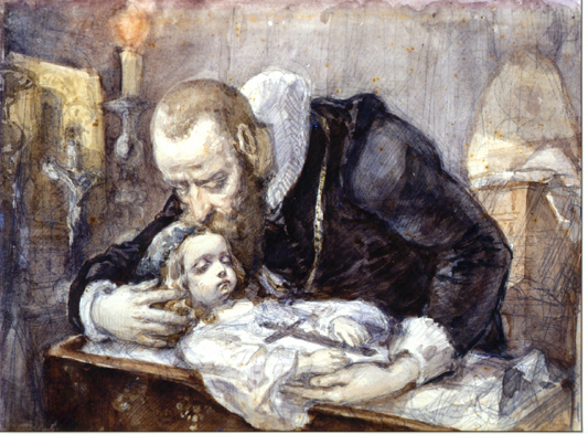Jan Kochanowski over the dead body of his daughter, 1862 - Jan Matejko