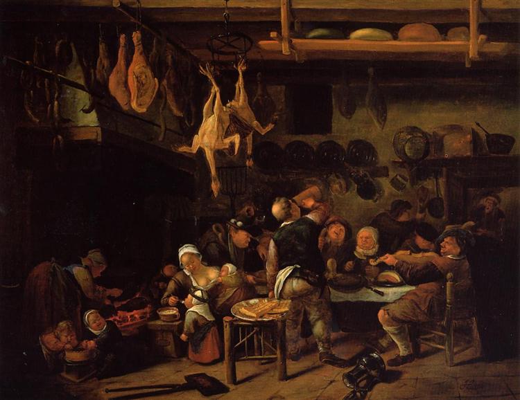 Fat Kitchen, c.1650 - Ян Стен