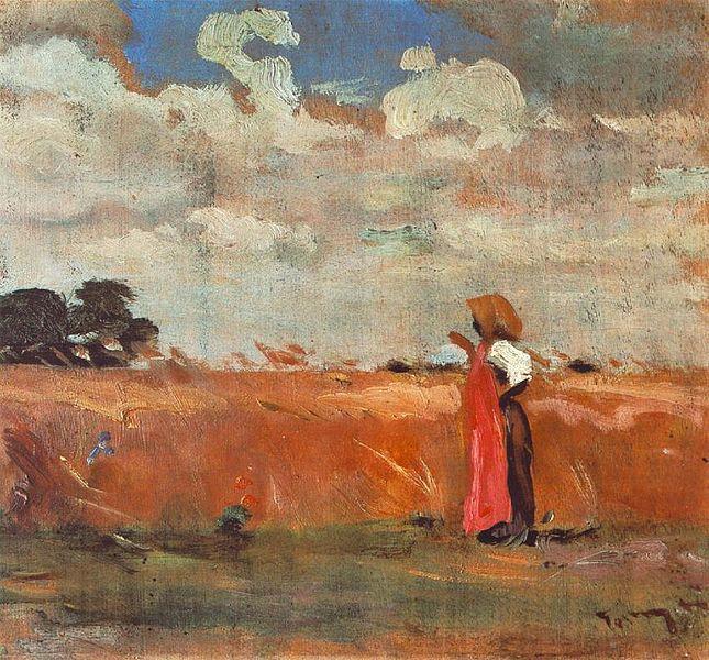 Wheatland with Woman of Shawl, 1912 - Янош Торняй