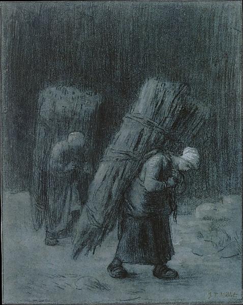 Women Carrying Faggots, c.1858 - 米勒