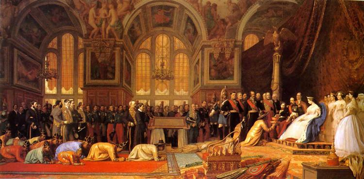 The Reception of Siamese Ambassadors by Emperor Napoleon III (1808-73) at the Palace of Fontainebleau, 27 June 1861, c.1861 - Жан-Леон Жером