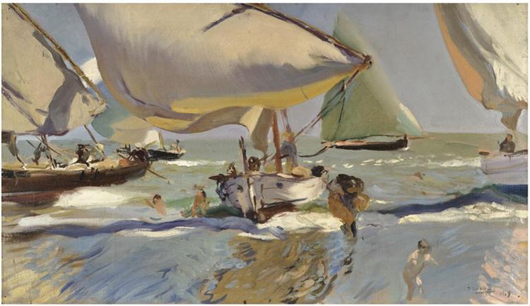 Boats on the beach, 1909 - Хоакин Соролья