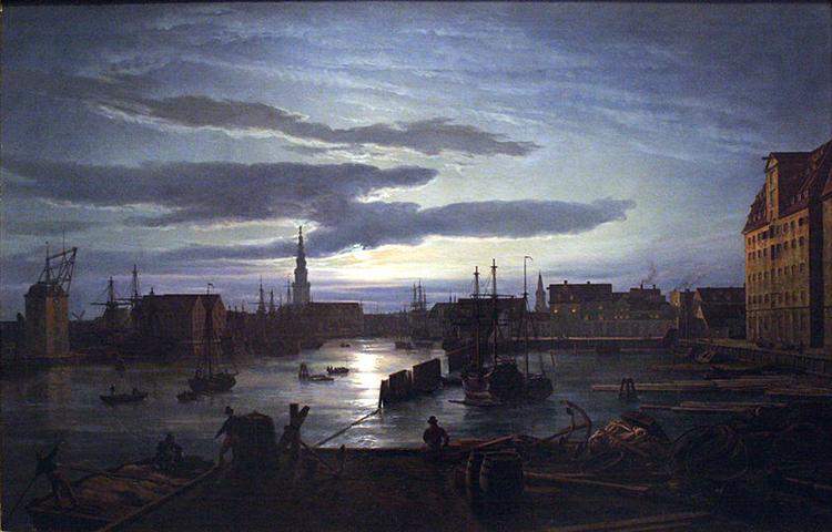 Copenhagen Harbour by Moonlight, 1846 - Johan Christian Dahl