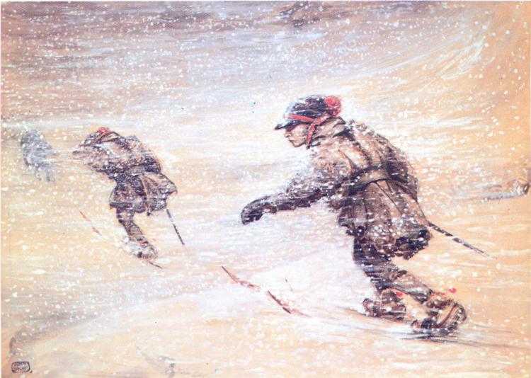 Laplanders in snowstorm, 1905 - 约翰·鲍尔