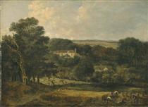 View near Norwich with Harvesters - John Crome