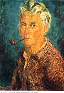 Self-Portrait (Pipe and Brown Jacket) - Джон Френч Слоан