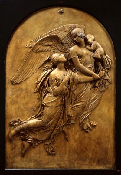 Monument to Lady Leicester. Angel carrying infant and leading mother to heaven, 1844 - John Gibson