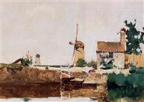 Windmills, Dordrecht - Джон Генри Твахтман (Tуоктмен)