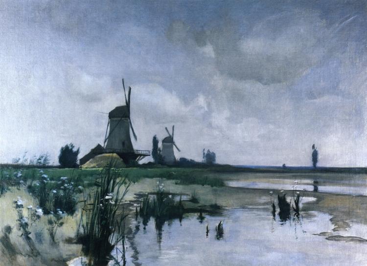 Windmills, c.1885 - Джон Генри Твахтман (Tуоктмен)