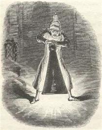 Scrooge Extinguishes the First of Three Spirits - John Leech