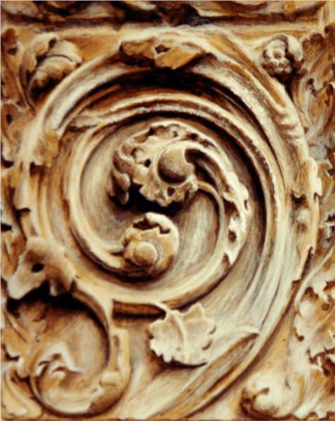 Spiral relief from the north transept door, Rouen Cathedral, 1882 - John Ruskin