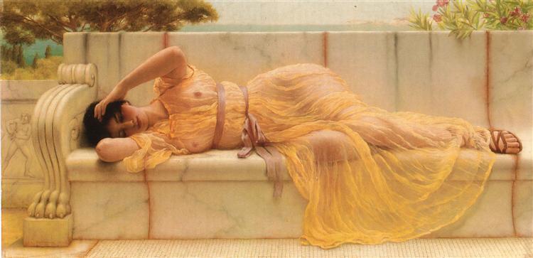 Girl in yellow Drapery, 1901 - Джон Вільям Годвард