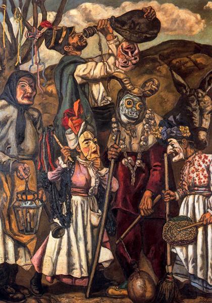 Masks with Donkey, 1936 - Хосе Гутьєррес Солана