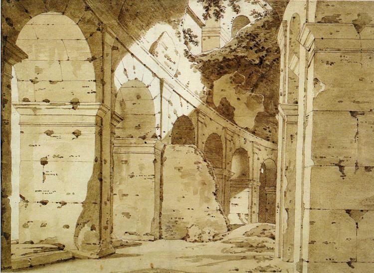 Inside the Arcade of the Colosseum, c.1774 - c.1775 - Джозеф Райт