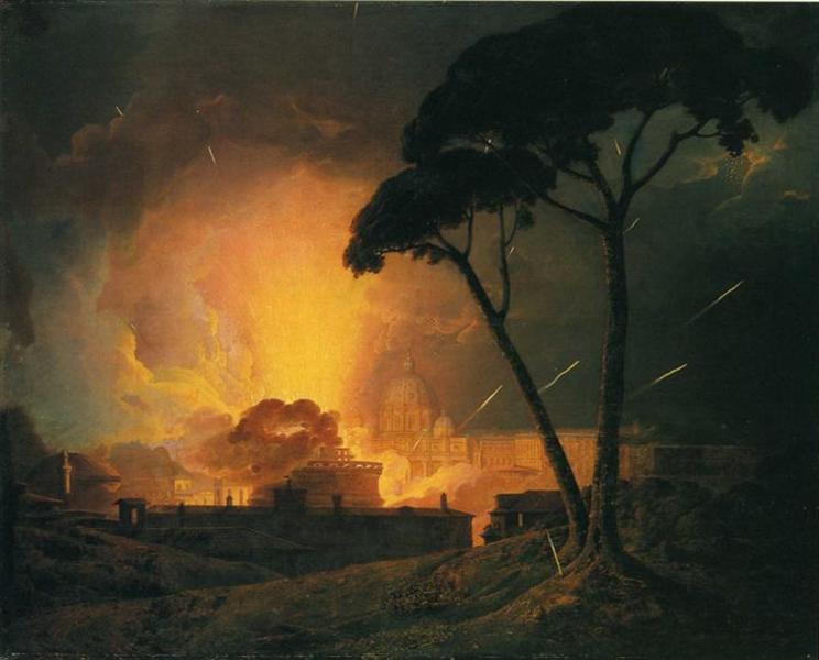 The Annual Girandola, at the Castle of St.Angelo, Rome, 1776 - Joseph Wright of Derby