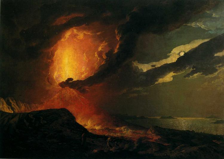 Vesuvius in Eruption, with a View over the Islands in the Bay of Naples, c.1776 - c.1780 - Джозеф Райт