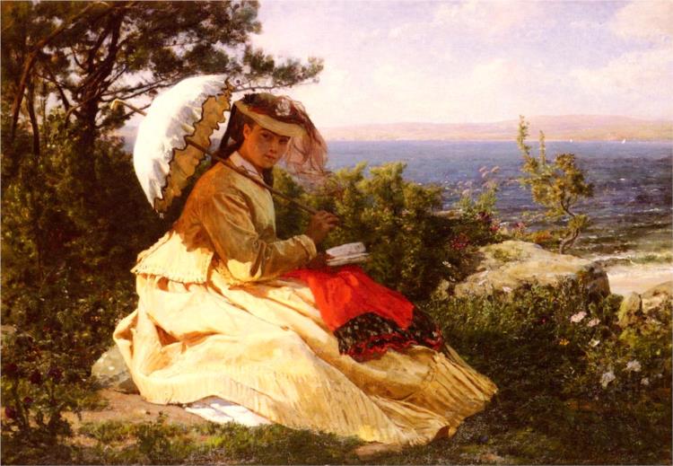 La Femme A L'ombrelle, 1871 - Jules Breton