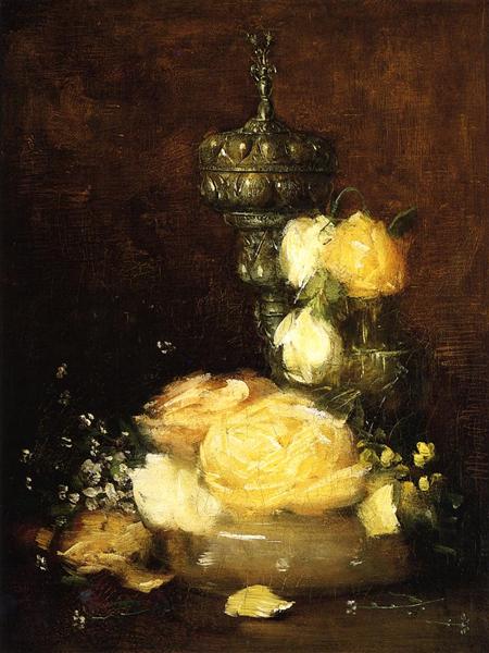 Silver Chalice with Roses, 1882 - Джулиан Олден Вейр
